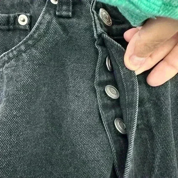 Princess Polly womens 0 black asymmetric crossover high waisted button fly jeans - Picture 3 of 13